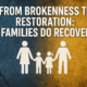 Illustration of a family silhouette holding hands with the text ‘From Brokenness to Restoration: Families Do Recover’ symbolizing healing and recovery.